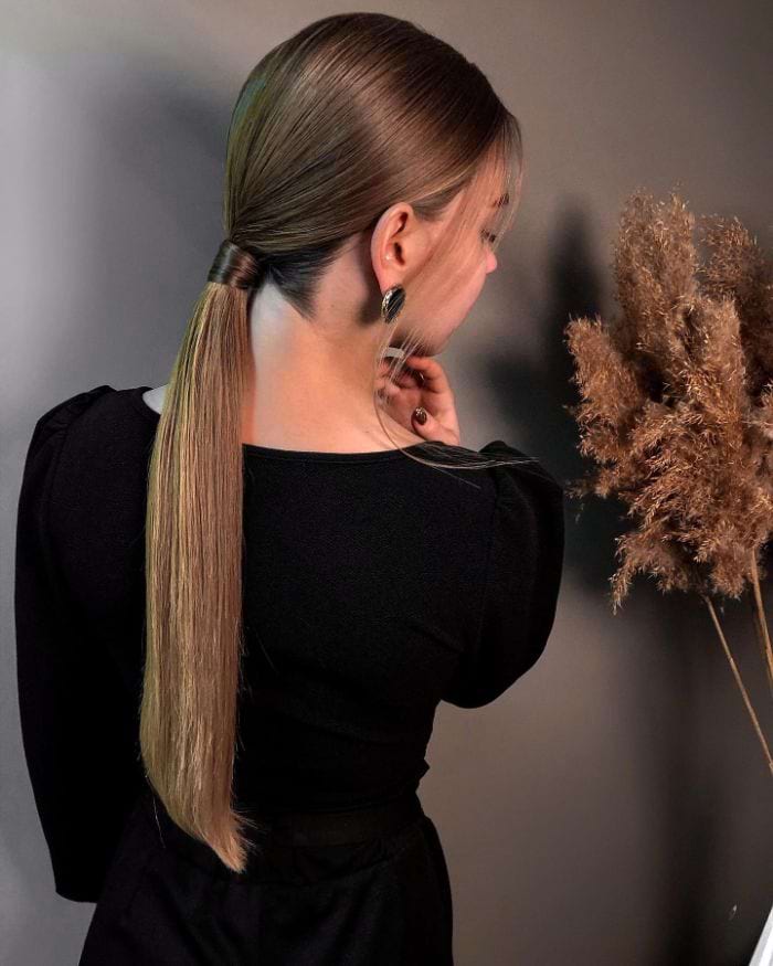 Center-Parted Ponytail