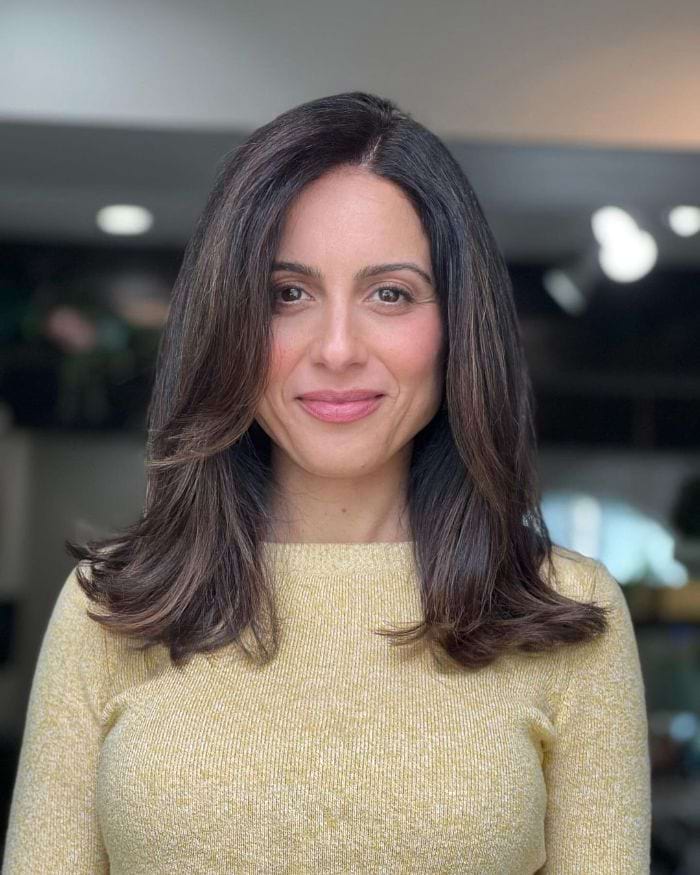 Side-Parted Lob With Face-Framing Bangs