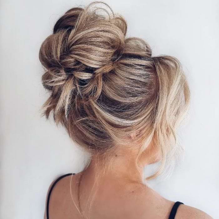 Updo with Cascading Curtain Bangs